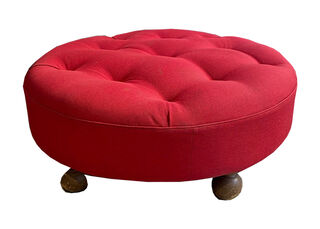 Pouffe Red Linen (D: 1.2m)