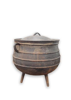 Cauldron Medium Metal on Legs w/ Lid  (H: 50cm x D: 40cm)