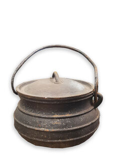 Cauldron Small Black Metal w/ Lid (H: 18cm D: 24cm)