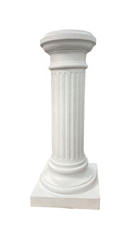 Round Top Fluted Plinth White (H) (H: 1.05m W: 0.43m)
