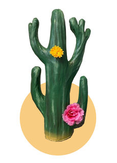 Cactus Paper-Mache Small Floral (H: 0.55m)