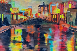 Rainy City Street Backdrop (W: 5m x H: 3m) (Ultraviolet)