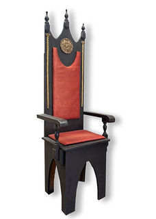 Kings Throne Wooden Black & Red (H: 1.77m x W: 0.56m x D: 0.46m)