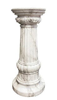 Ornate Roman Plinth (F) Marbled Round (H: 0.8m W: 0.3m)
