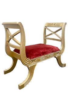 Cleopatra Throne Gold + Red (H: 75cm x W: 90cm x D: 47cm)