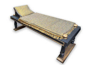 Chaise Lounge #2 Egyptian Black + Gold (H: 0.6m W: 2m D: 0.7m)