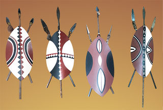 Shield  African Native Masai w/ Spears