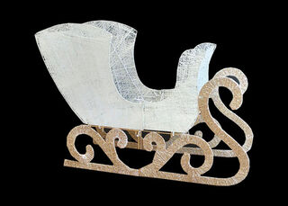 Sleigh White and Gold Small Statue (H: 0.79m x W: 0.35m x D: 1.1m)