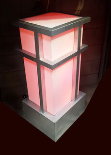 Modern Art-Deco Red Light Up Plinth (H: 101cm x W: 40cm x D: 45cm)
