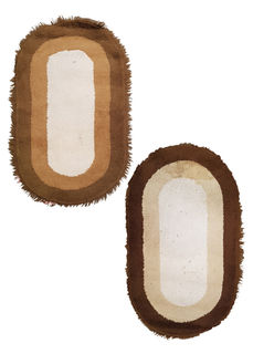 Rug #623 Oval Small, Brown & White (1.35m x 0.75m)