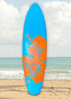 Surfboard Blue w/ Orange Flowers (H: 1.8m x W: 0.5m)