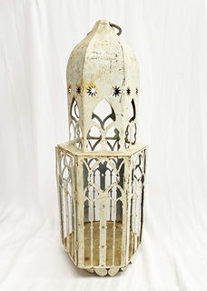 Moroccan Hanging Lantern White (H: 0.66m x W: 0.24m)