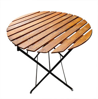 Table Dining 012 Cafe Wooden Slat (H: 70cm D: 76cm) 