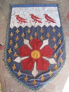 Banner Blue With Red Flower & 3 Birds (H: 1.7m x W: 0.7m)