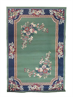 Rug #345 Floral w/ Border Green, Blue & Pink (1.2m x 1.6m)