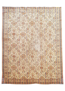 Rug #318 Floral Cream, Brown & Orange (2.25m x 3.1m)