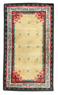 Rug #319 Floral Cream, Orange, Black & Green (1.2m x 2.1m)