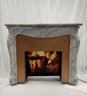 Fireplace #02 White Marble (H: 1.25m x W: 1.56m x D: 0.43m) 