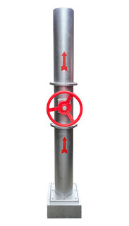 Silver Factory Pipe Column w/ Red Spinning Wheel (H: 2m W: 0.35m)
