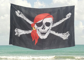 Flag Pirate #3 SKull w/ Red Scarf  (H: 0.9m x W: 1m) 