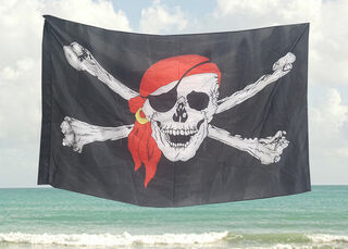 Flag Pirate #3 SKull w/ Red Scarf  (H: 0.9m x W: 1m)