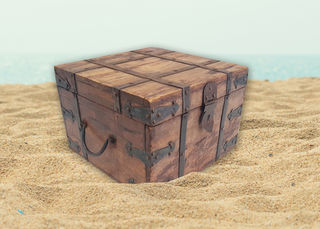 Treasure Chest #11 Wooden Square (H: 23cm x W: 34cm x D: 34cm)