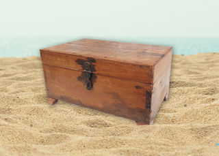Treasure Chest #14 Square Wooden( : H24cm x W: 45cm x D: 28cm)