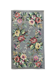 Rug #353 Floral Grey, Pink & Green (1.23m x 0.7m)