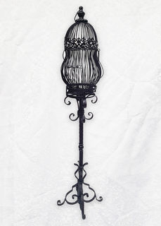 Birdcage #1 Black Victorian on Stand (H: 1.4m x W: 0.3m)