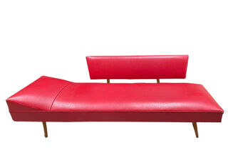 Chaise Lounge #6 Retro Red Vinyl (H: 0.7m W: 1.8m D: 0.7m)