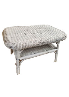 Cane Coffee Table #57 White Rectangle (H: 46cm W: 73cm D: 47cm)