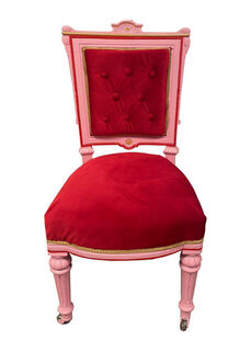 Princess Throne Pink, Red + Gold (H: 0.97m x W: 0.5m x D: 0.5m)