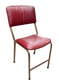Chair Red Vinyl Retro (H: 0.85m x W: 0.36m x D: 0.38m)