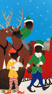 Christmas Flats Stand-In Photo Op - Reindeer/Elves (H: 2.15m x W: 1.22m)