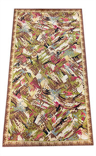 Rug Abstract Green/Cream/Brown/Red/Blue Design (0.9m x 1.70m)