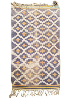 Rug #348 Aztec Blue, White & Orange (1m x 1.7m)