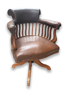 Office Chair #1 Wood & Vinyl (H: 0.95m W: 0.65m D: 0.56m) m)