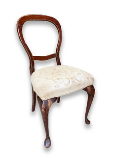 Dining Chair #7 Victorian Balloon Back Cream (H: 90cm x W: 46cm x D: 41cm)