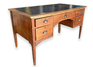 Office Desk #3 Black Leather Insert (H: 77cm D: 75cm W: 138cm)