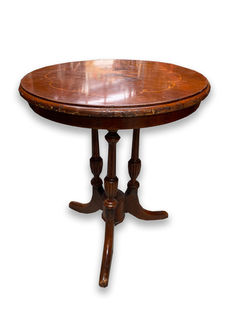 Coffee Table #34 Round w/ Rose Inlay (H: 58cm D: 50cm)