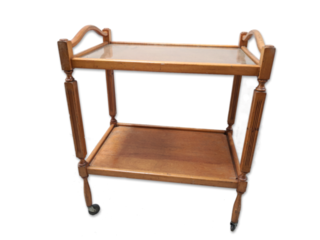 Oak Trolley #054 Glass Tops (H: 77cm W: 63cm D: 43cm)