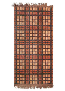 Rug #630 Tartan Orange & Brown (1.3 x 0.7m)