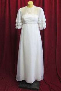 Wedding Dress 1960s High Neck Flower Detail sz.8 45320144