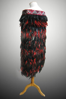 Red/Black Feathered Cloak Back View
