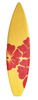Surfboard Yellow with red flower design (1.8m x 0.5m)
