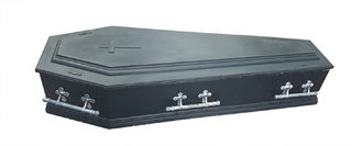 Coffin #16 Black Jesus & Cross (1.74m x 0.64m x 0.34m)