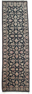Rug #632 Persian Runner Black, Cream & Red (3m x 0.75m)