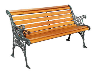 Park Bench #2 Small Wrought Iron Ends (L: 1.26m x H: 0.7m x D: 0.5m)