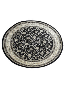 Rug #639 Persian Mat Round Black & Cream (D: 1.7m)