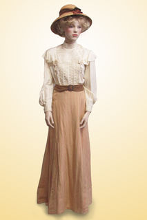 Skirt and Cream Blouse and Straw Hat , 1890s